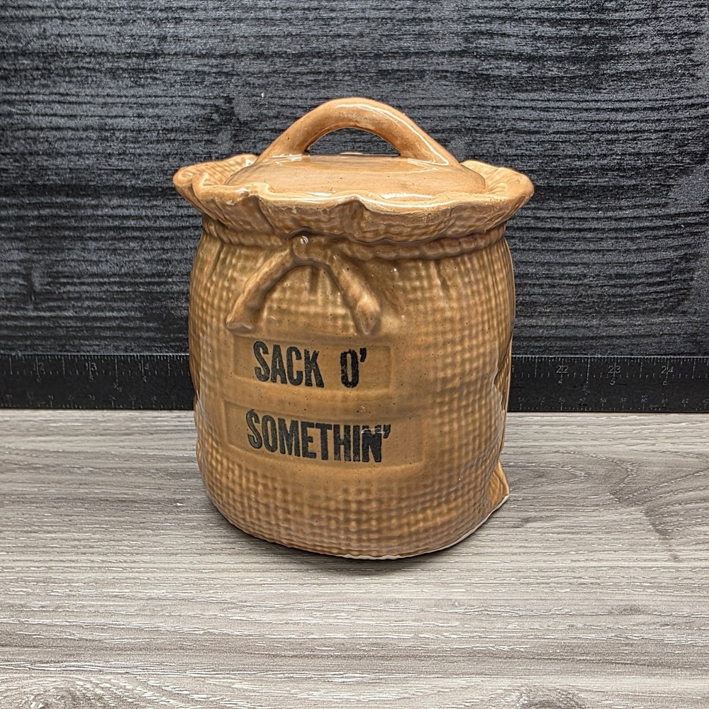 Vintage The House of Webster Ceramics "Sack O Something" Small Canister Jar